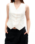Ivory Tailored Button-Up Vest