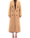 Classic Camel Double-Breasted Maxi Coat